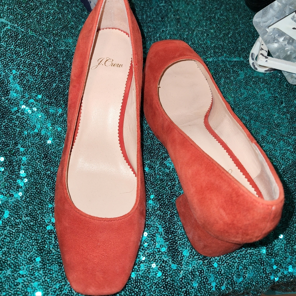 Red suede kitten heel